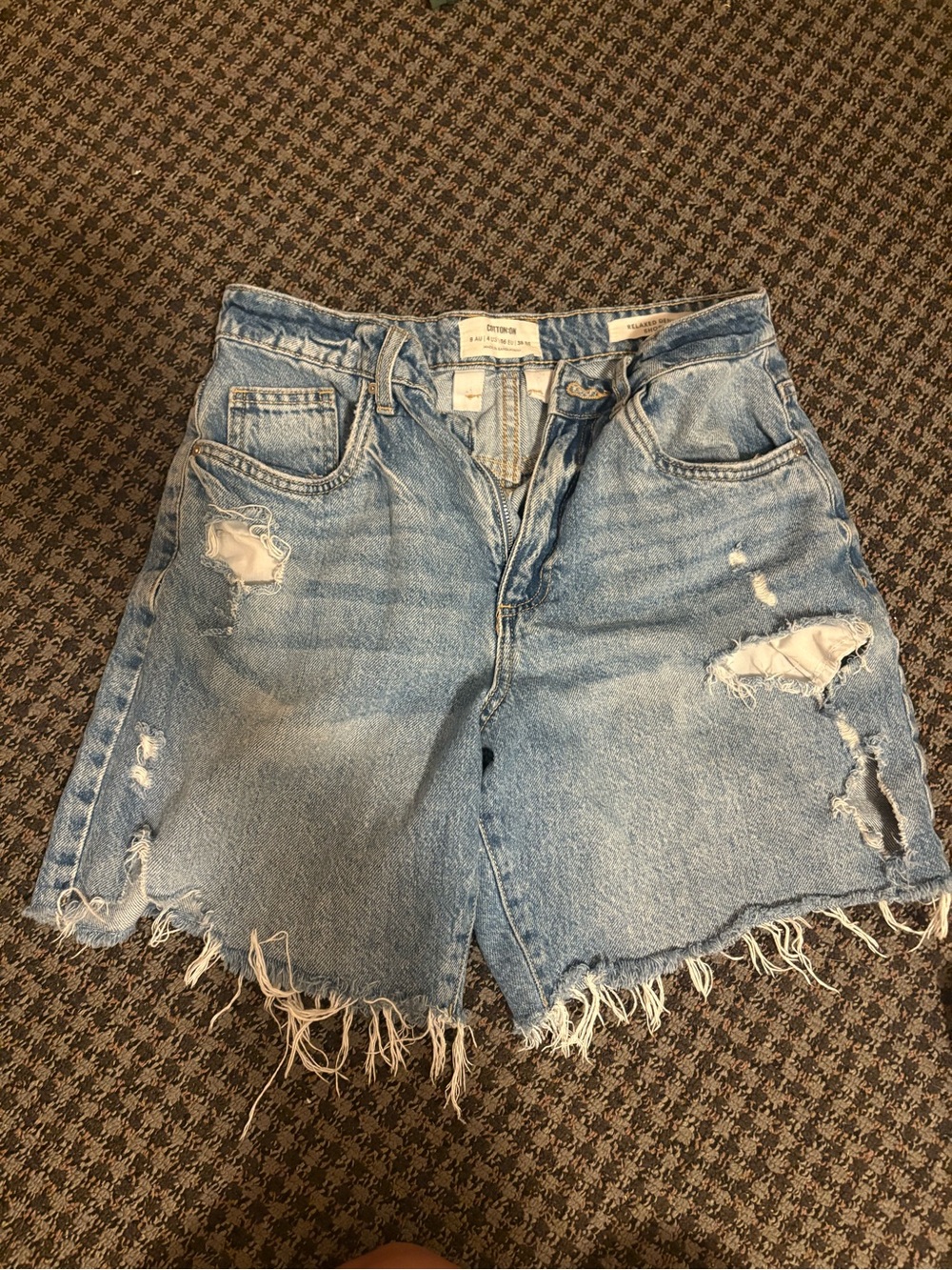 Cotton On Light Blue Distressed Denim Shorts